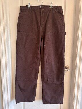 Carhartt B136 36x32 Double Knee Carpenter Work Pants Brown Loose Fit NEW